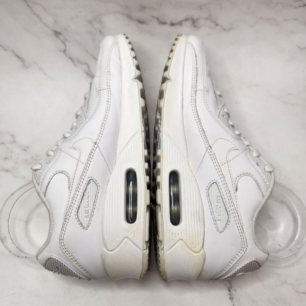 Nike Air Max 90 Recraft Triple White Sneakers Shoes Airmax CD6864-100 Youth 7 - Picture 5 of 8